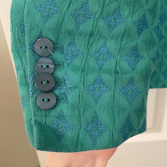 Zara Green Blazer w/ Faint Jacquard Print Size XL - Picture 3 of 5